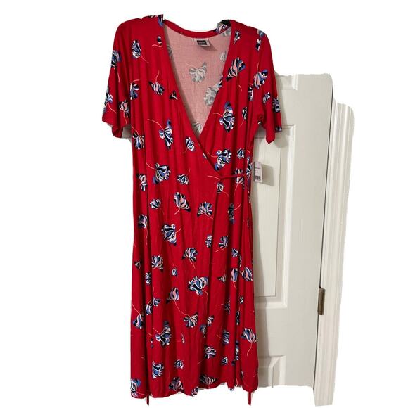 NWT Nordstrom Maternity XL July 4th nom MAYA nursing dress red blue floral Wrap - Picture 1 of 4